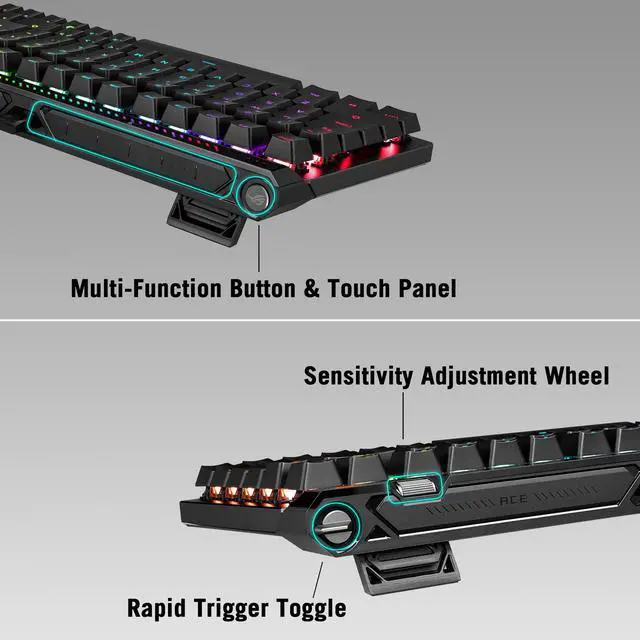 Alt view image 11 of 14 - ASUS ROG Falchion Ace 75 HE Wired Analog/Hall Effect Gaming Keyboard 75% TKL, USB, Hot Swappable HFX V2X Magnetic Switch, Rapid Trigger, 8KHz Polling, PBT Keycap, Carry Case, Web-based Config - White