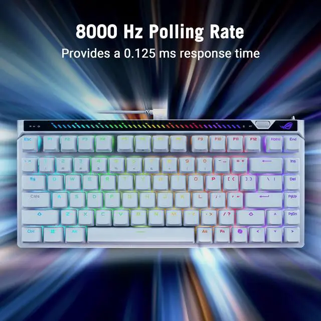 Alt view image 13 of 14 - ASUS ROG Falchion Ace 75 HE Wired Analog/Hall Effect Gaming Keyboard 75% TKL, USB, Hot Swappable HFX V2X Magnetic Switch, Rapid Trigger, 8KHz Polling, PBT Keycap, Carry Case, Web-based Config - White