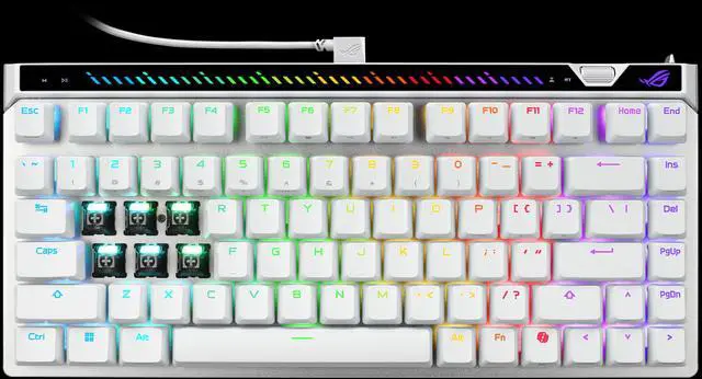 Alt view image 7 of 14 - ASUS ROG Falchion Ace 75 HE Wired Analog/Hall Effect Gaming Keyboard 75% TKL, USB, Hot Swappable HFX V2X Magnetic Switch, Rapid Trigger, 8KHz Polling, PBT Keycap, Carry Case, Web-based Config - White