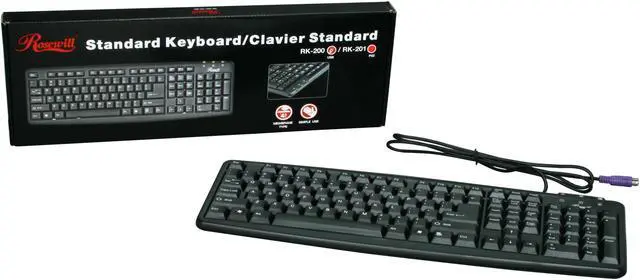 Alt view image 4 of 4 - Rosewill RK-201 - Standard Keyboard - Black, 107 Normal Keys, PS/2 Wired