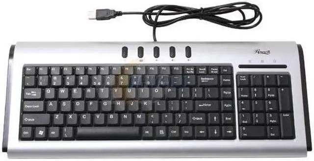 Alt view image 2 of 6 - Rosewill RK-600 Silver/Black 104 Normal Keys 5 Function Keys USB Wired Slim Keyboard