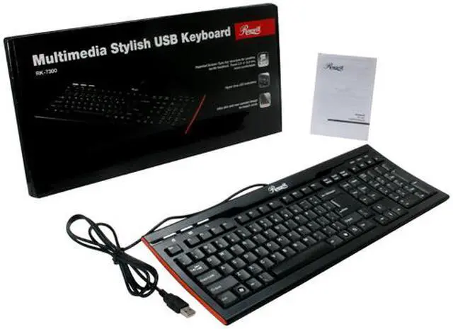 Alt view image 4 of 4 - Rosewill RK-7300 Black 105 Normal Keys 7 Function Keys USB Super Slim Unique Curved Design Multimedia Full-size Keyboard