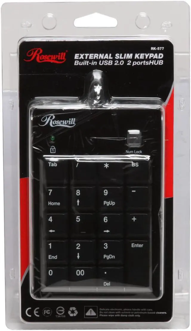 Alt view image 6 of 6 - Rosewill RK-577 External Slim Keypad Built in USB2.0 2 Ports HUB