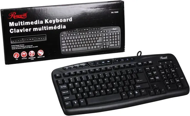 Alt view image 4 of 4 - Rosewill Multimedia Keyboard - Black, 104 Normal & 12 Function Keys, USB Wired - RK-700M