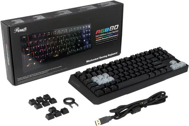 Alt view image 10 of 17 - Rosewill RGB80 - 16.8 Million Color Illuminated Mechanical Gaming Keyboard