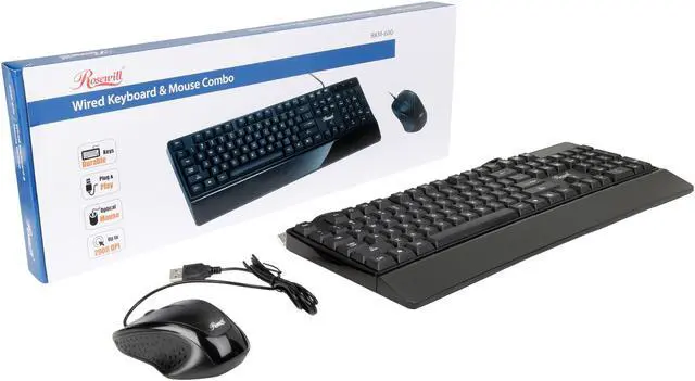 Alt view image 11 of 10 - Rosewill USB Wired Slim Desktop Keyboard & Mouse Combo Black - RKM-600