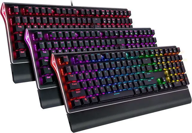 Alt view image 5 of 14 - Rosewill NEON K85 RGB Wired Mechanical Gaming Keyboard, Kailh Blue Switches, 10 RGB LED Backlight Effects with Additional Luminescence, 104 Keys, NKRO, Anti-Ghosting, Multimedia Control Keys