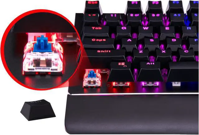 Alt view image 6 of 14 - Rosewill NEON K85 RGB Wired Mechanical Gaming Keyboard, Kailh Blue Switches, 10 RGB LED Backlight Effects with Additional Luminescence, 104 Keys, NKRO, Anti-Ghosting, Multimedia Control Keys