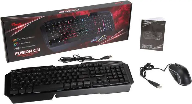 Alt view image 6 of 6 - Rosewill FUSION C31 Gaming Keyboard and Mouse Combo, Mechanical Switch Feel Keyboard, 9 RGB LED Backlight Effects, 104 Keys, 19-Key Anti-Ghosting, On-The-Fly Mouse 3200 DPI, Precision Optical Sensor