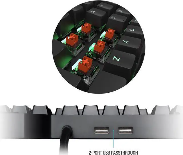 Alt view image 9 of 10 - Rosewill NEON K90 RGB BR Mechanical Gaming Keyboard with Kailh Brown Switches, 15 RGB LED Backlight Effects, NKRO, Anti-Ghosting, Multimedia Control Keys, Macro Hotkeys, USB Passthrough