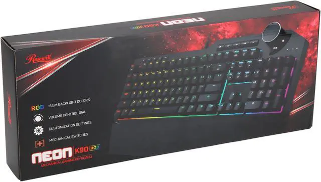 Alt view image 10 of 10 - Rosewill NEON K90 RGB BR Mechanical Gaming Keyboard with Kailh Brown Switches, 15 RGB LED Backlight Effects, NKRO, Anti-Ghosting, Multimedia Control Keys, Macro Hotkeys, USB Passthrough