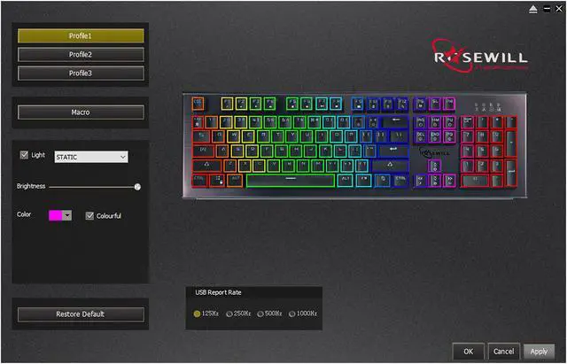 Alt view image 8 of 8 - Rosewill NEON K75 V2 Wired Mechanical Gaming Keyboard with Kailh Blue Switches, 19 RGB LED Backlight Effects, NKRO, Anti-Ghosting, Vivid Customizable Rim Backlights, 3-Way Cable Slot
