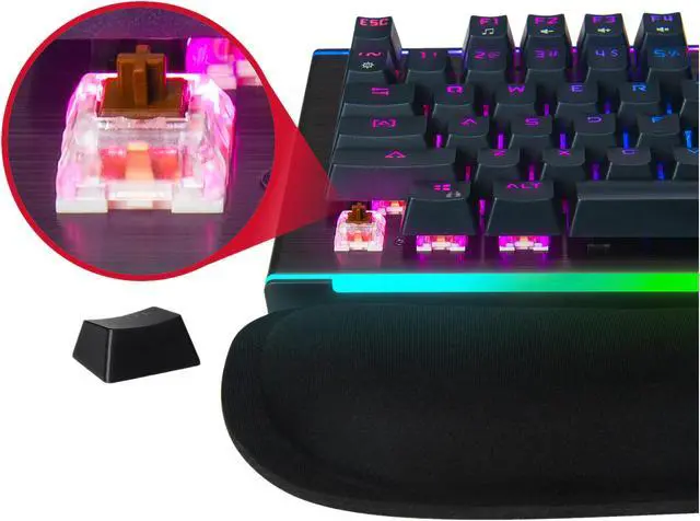 Alt view image 5 of 10 - Rosewill NEON K75 V2 BR Wired Mechanical Gaming Keyboard with Kailh Brown Switches, 19 RGB LED Backlight Effects, NKRO, Anti-Ghosting, Vivid Customizable Rim Backlights, 3-Way Cable Slot