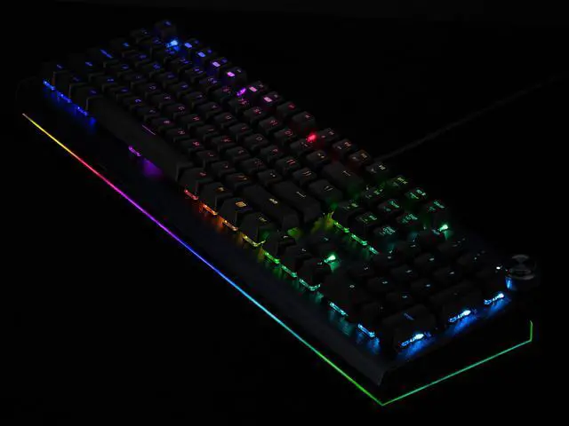 Alt view image 11 of 12 - Rosewill NEON K91 RGB Wired Mechanical Gaming Keyboard, Kailh Blue Switches, Underglow and 17 Backlit Modes, NKRO, Anti-Ghosting, Multimedia Control Keys, PBT Keycaps, Macro Keys