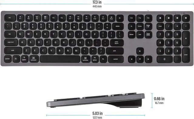 Alt view image 3 of 5 - Rosewill K10 Bluetooth Wireless Keyboard 4-Device Sync Compatible with Mac Computers, Windows, Android, iOS Tablets and Smartphones (Space Gray)