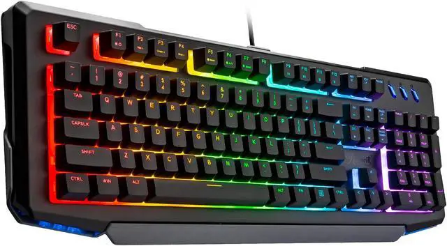 Alt view image 3 of 7 - Rosewill NEON K42 Wired Membrane Mechanical Gaming Keyboard, Hybrid Mem-chanical Switches, 8 RGB LED Backlight Effects, 104 Keys, 26-Key Anti-Ghosting, 6 Multimedia Hotkeys