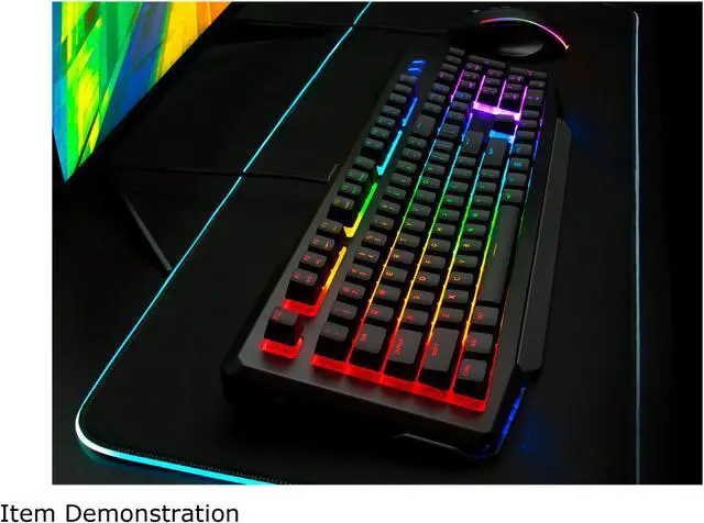 Alt view image 7 of 7 - Rosewill NEON K42 Wired Membrane Mechanical Gaming Keyboard, Hybrid Mem-chanical Switches, 8 RGB LED Backlight Effects, 104 Keys, 26-Key Anti-Ghosting, 6 Multimedia Hotkeys