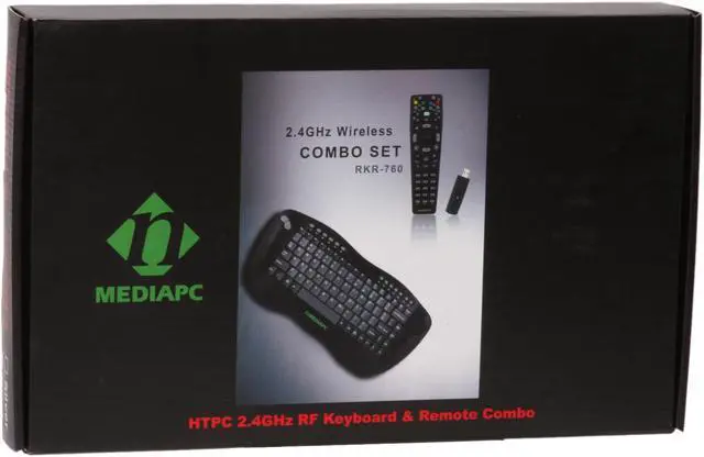 Alt view image 12 of 12 - nMEDIAPC HTPCKB-B Black 2.4GHz RF Wireless Streamlined Keyboard with Track Ball & Remote Combo Set