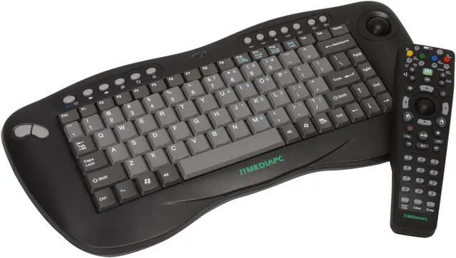 Main image of nMEDIAPC HTPCKB-B Black 2.4GHz RF Wireless Streamlined Keyboard with Track Ball & Remote Combo Set