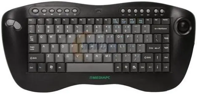 Alt view image 2 of 12 - nMEDIAPC HTPCKB-B Black 2.4GHz RF Wireless Streamlined Keyboard with Track Ball & Remote Combo Set