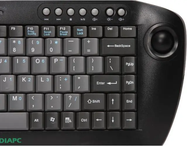 Alt view image 5 of 12 - nMEDIAPC HTPCKB-B Black 2.4GHz RF Wireless Streamlined Keyboard with Track Ball & Remote Combo Set