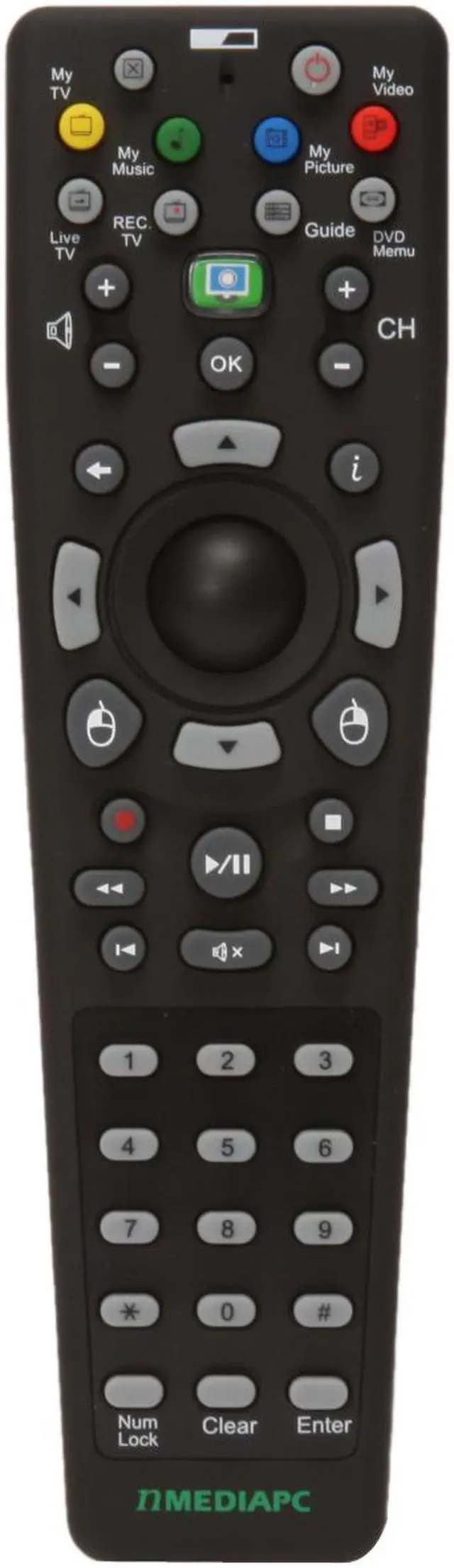 Alt view image 10 of 12 - nMEDIAPC HTPCKB-B Black 2.4GHz RF Wireless Streamlined Keyboard with Track Ball & Remote Combo Set