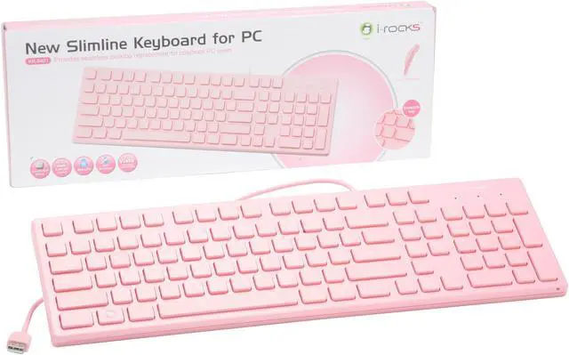 Alt view image 4 of 4 - i-rocks KR-6401-PK Pink 103 Normal Keys USB Wired Chocolate Key Style Slim Keyboard