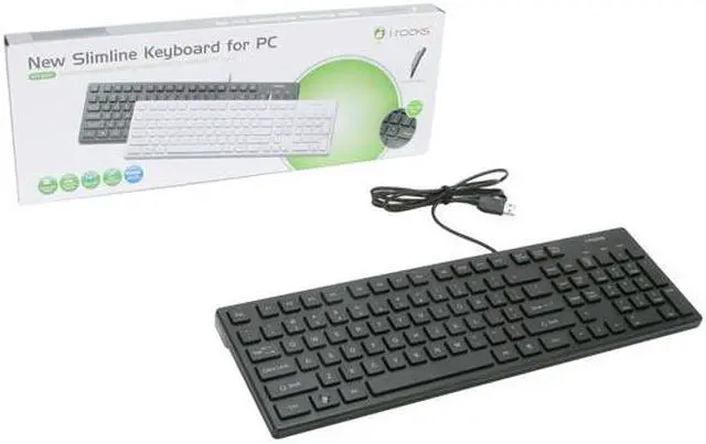 Alt view image 4 of 4 - i-rocks KR-6401-BK Black 103 Normal Keys USB Wired Slim Chocolate Key Style Keyboard