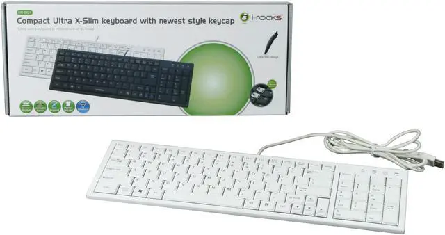 Alt view image 4 of 4 - i-rocks KR-6421-WH White USB Wired Slim Ultra X-Slim Keyboard with Terrace Keycap