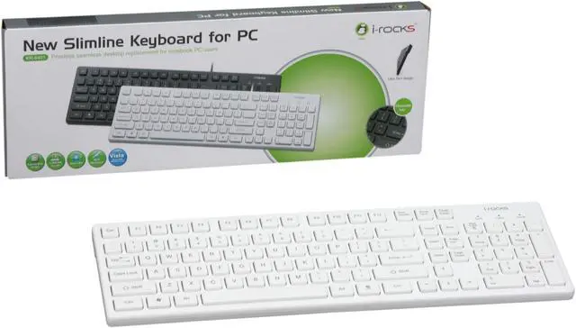 Alt view image 4 of 4 - i-rocks KR-6401-WH WHITE 103 Normal Keys USB Wired Slim Chocolate Key Style Keyboard