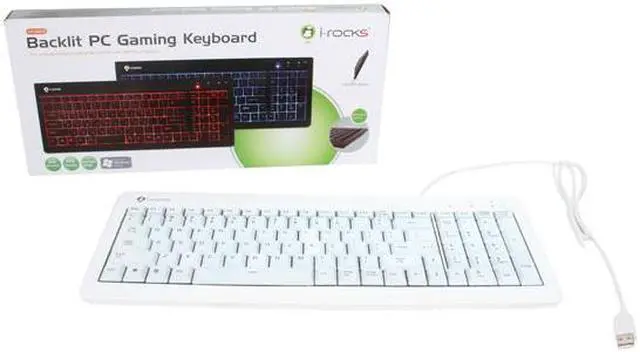 Alt view image 4 of 4 - i-Rocks KR-6820E-WH White 104 Key USB Wired Backlit Gaming Keyboard (Blue LED)