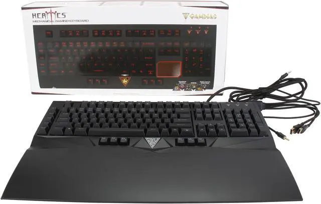 Alt view image 4 of 4 - GAMDIAS Hermes GKB2010 Ultimate Mechanical Keyboard Cherry MX Blue Switches, Magnetic Wrist Rest, 13 Macro Keys, Red Color Backlit