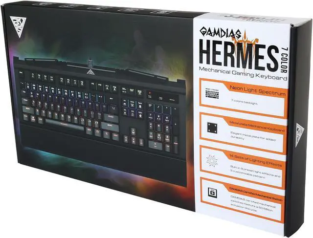 Alt view image 4 of 4 - GAMDIAS GKB3000BL Hermes 7 Color Spectrum Mechanical Gaming Keyboard