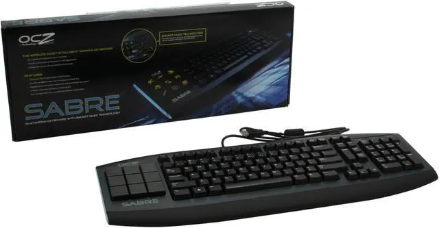 Alt view image 4 of 4 - OCZ Sabre Black 103 Normal Keys 9 Function Keys USB Wired Standard OLED Gaming Keyboard