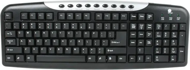 Alt view image 2 of 4 - Orange KBC2408SB Black 104 Normal Keys 9 Function Keys USB Wired Ergonomic Keyboard