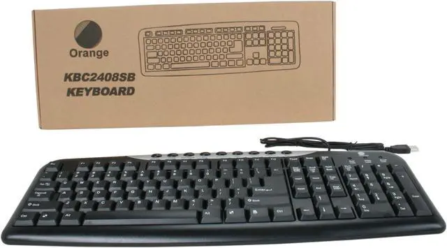 Alt view image 4 of 4 - Orange KBC2408SB Black 104 Normal Keys 9 Function Keys USB Wired Ergonomic Keyboard