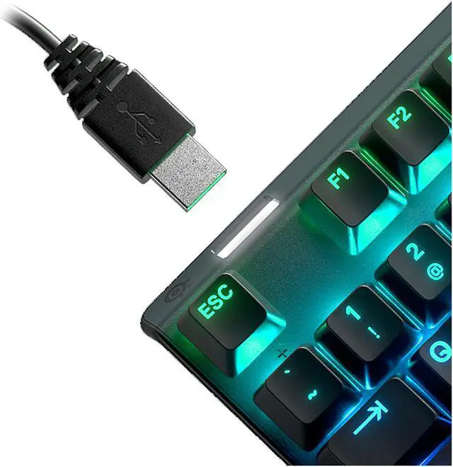 Alt view image 7 of 10 - SteelSeries Apex 7 Mechanical Gaming Keyboard - OLED Smart Display - USB Passthrough and Media Controls - Tactile and Quiet - RGB Backlit