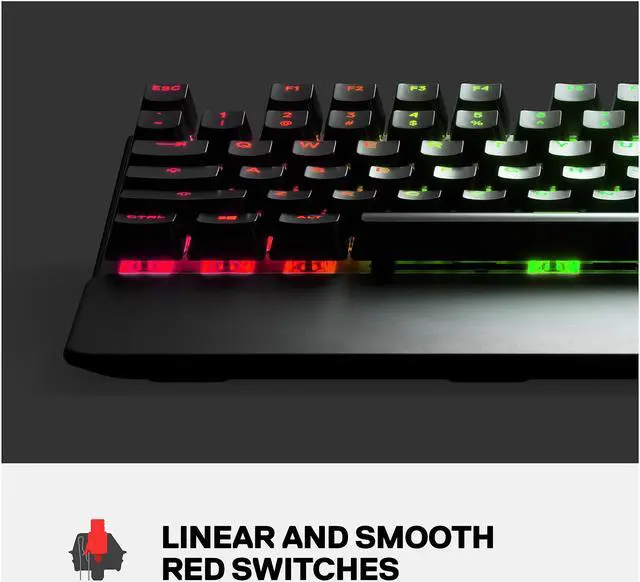 Alt view image 6 of 9 - SteelSeries Apex 7 TKL Compact Mechanical Gaming Keyboard – OLED Smart Display – USB Passthrough and Media Controls – Linear and Quiet – RGB Backlit (Red Switch)