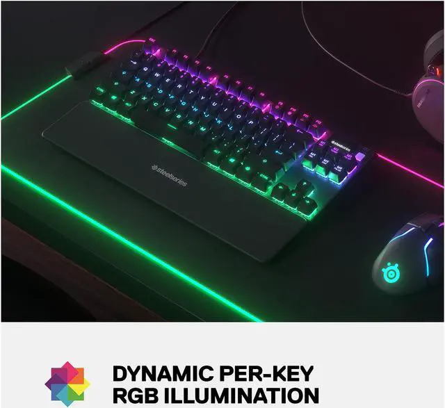 Alt view image 8 of 9 - SteelSeries Apex 7 TKL Compact Mechanical Gaming Keyboard - OLED Smart Display - USB Passthrough and Media Controls - Tactile and Clicky - RGB Backlit