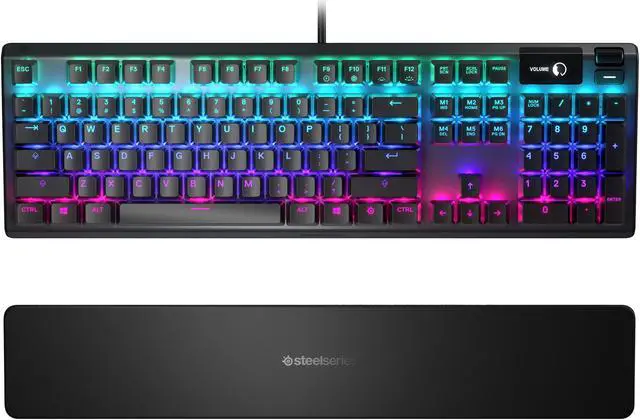Alt view image 4 of 9 - SteelSeries Apex 5 Hybrid Mechanical Gaming Keyboard – Per-Key RGB Illumination – Aircraft Grade Aluminum Alloy Frame – OLED Smart Display (Hybrid Blue Switch)