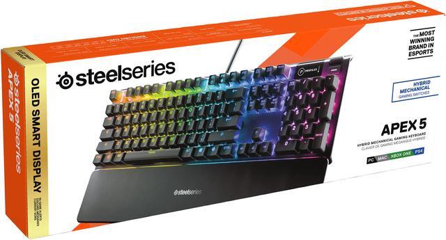 Alt view image 9 of 9 - SteelSeries Apex 5 Hybrid Mechanical Gaming Keyboard – Per-Key RGB Illumination – Aircraft Grade Aluminum Alloy Frame – OLED Smart Display (Hybrid Blue Switch)