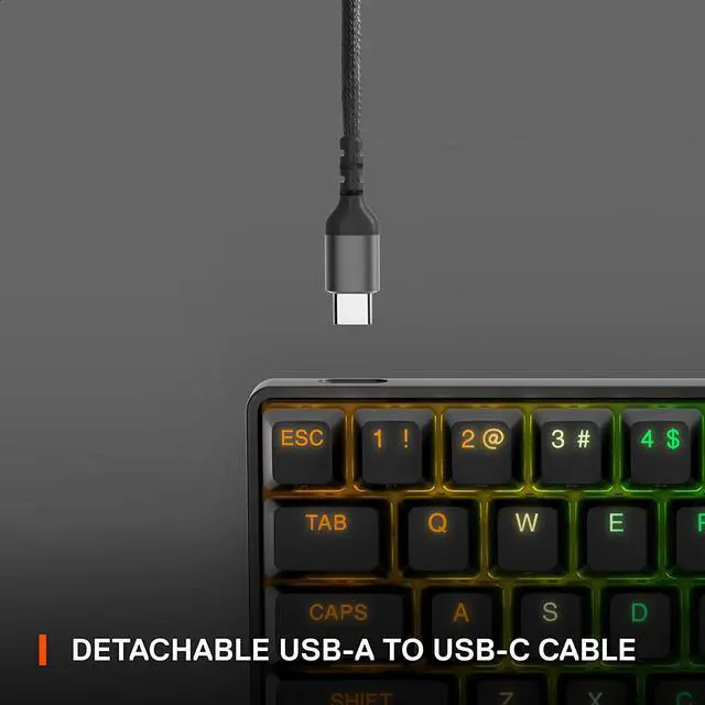 Alt view image 9 of 10 - SteelSeries Apex Pro Mini HyperMagnetic Gaming Keyboard – Adjustable Actuation Switches, Compact 60% Form Factor, RGB, PBT Keycaps, USB-C?
