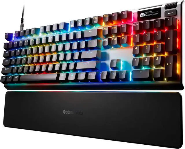 Alt view image 2 of 11 - SteelSeries Apex Pro Gen 3 OmniPoint 3.0 HyperMagnetic Switches, Adjustable Actuation, Rapid Trigger, Game-Ready Presets, Protection Mode, Rapid Tap/SOCD, OLED, RGB, PBT Keycaps, USB-C
