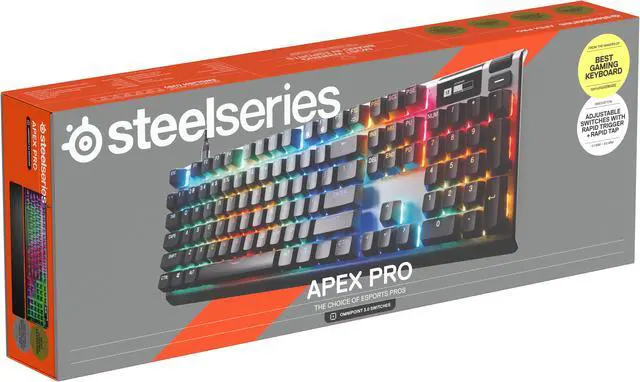 Alt view image 6 of 11 - SteelSeries Apex Pro Gen 3 OmniPoint 3.0 HyperMagnetic Switches, Adjustable Actuation, Rapid Trigger, Game-Ready Presets, Protection Mode, Rapid Tap/SOCD, OLED, RGB, PBT Keycaps, USB-C