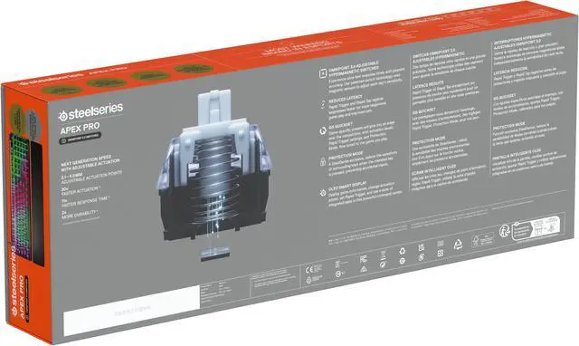 Alt view image 8 of 11 - SteelSeries Apex Pro Gen 3 OmniPoint 3.0 HyperMagnetic Switches, Adjustable Actuation, Rapid Trigger, Game-Ready Presets, Protection Mode, Rapid Tap/SOCD, OLED, RGB, PBT Keycaps, USB-C