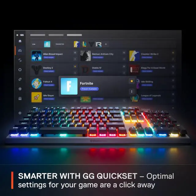 Alt view image 10 of 11 - SteelSeries Apex Pro Gen 3 OmniPoint 3.0 HyperMagnetic Switches, Adjustable Actuation, Rapid Trigger, Game-Ready Presets, Protection Mode, Rapid Tap/SOCD, OLED, RGB, PBT Keycaps, USB-C