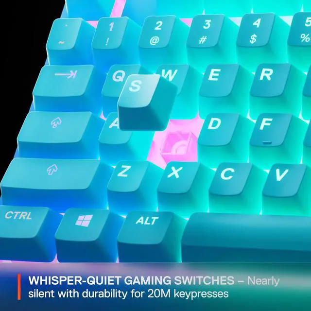 Alt view image 3 of 6 - SteelSeries Apex 3 TKL Aqua RGB Gaming Keyboard - Tenkeyless Compact Form Factor, 8-Zone RGB Illumination, Water and Dust Resistant, Whisper-Quiet Gaming Switch - Aqua