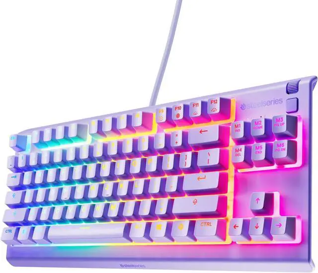 Main image of SteelSeries Apex 3 TKL Aqua RGB Gaming Keyboard - Tenkeyless Compact Form Factor, 8-Zone RGB Illumination, Water and Dust Resistant, Whisper-Quiet Gaming Switch - Lavender