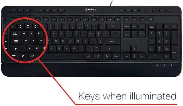 Alt view image 2 of 6 - Verbatim Illuminated Wired Keyboard