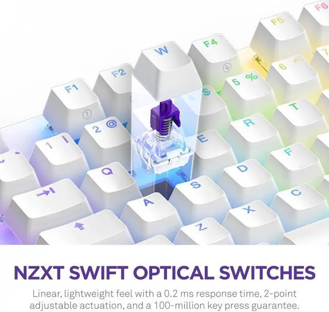 Alt view image 2 of 18 - NZXT Function 2 Optical Gaming Keyboard, Linear optical switches, 8,000 Hz polling rate, Doubleshot PBT keycaps, Hot-swappable, White